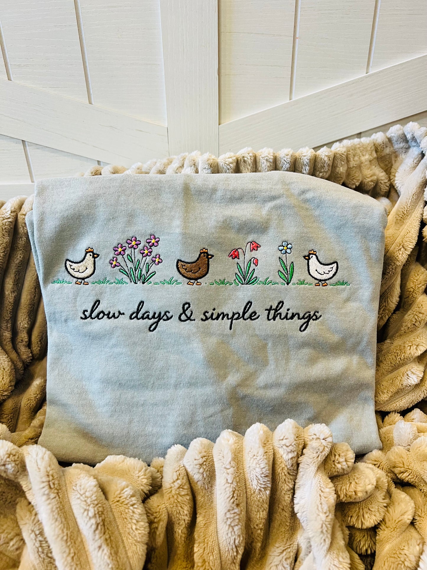Embroidered Slow Days Simple Things Tee
