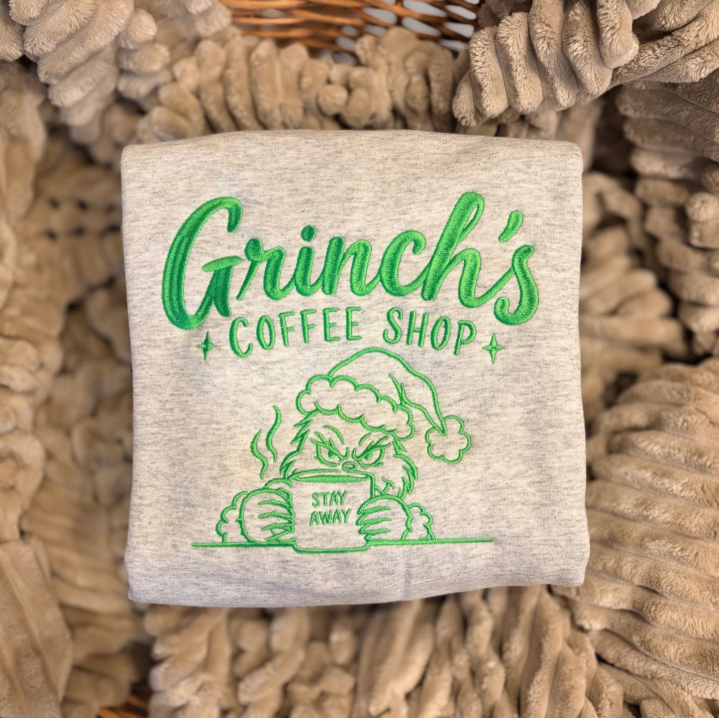 Embroidered Grinch’s Coffee Shop Sweatshirt