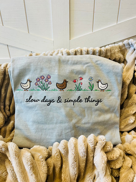 Embroidered Slow Days Simple Things Tee