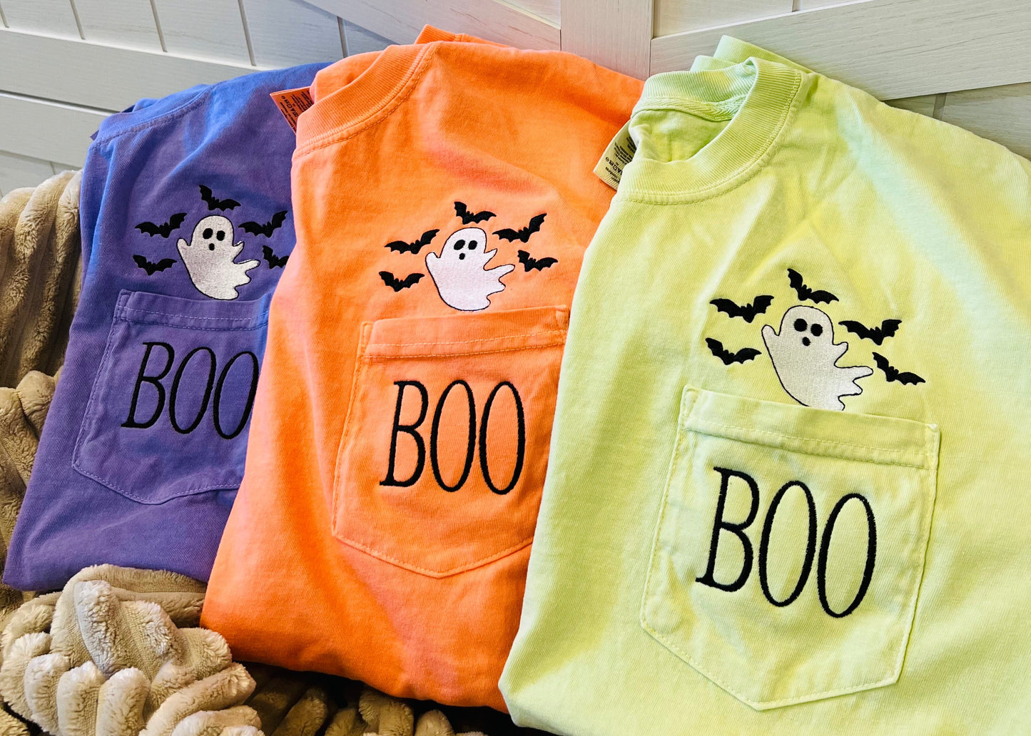 Embroidered Boo Pocket Tee