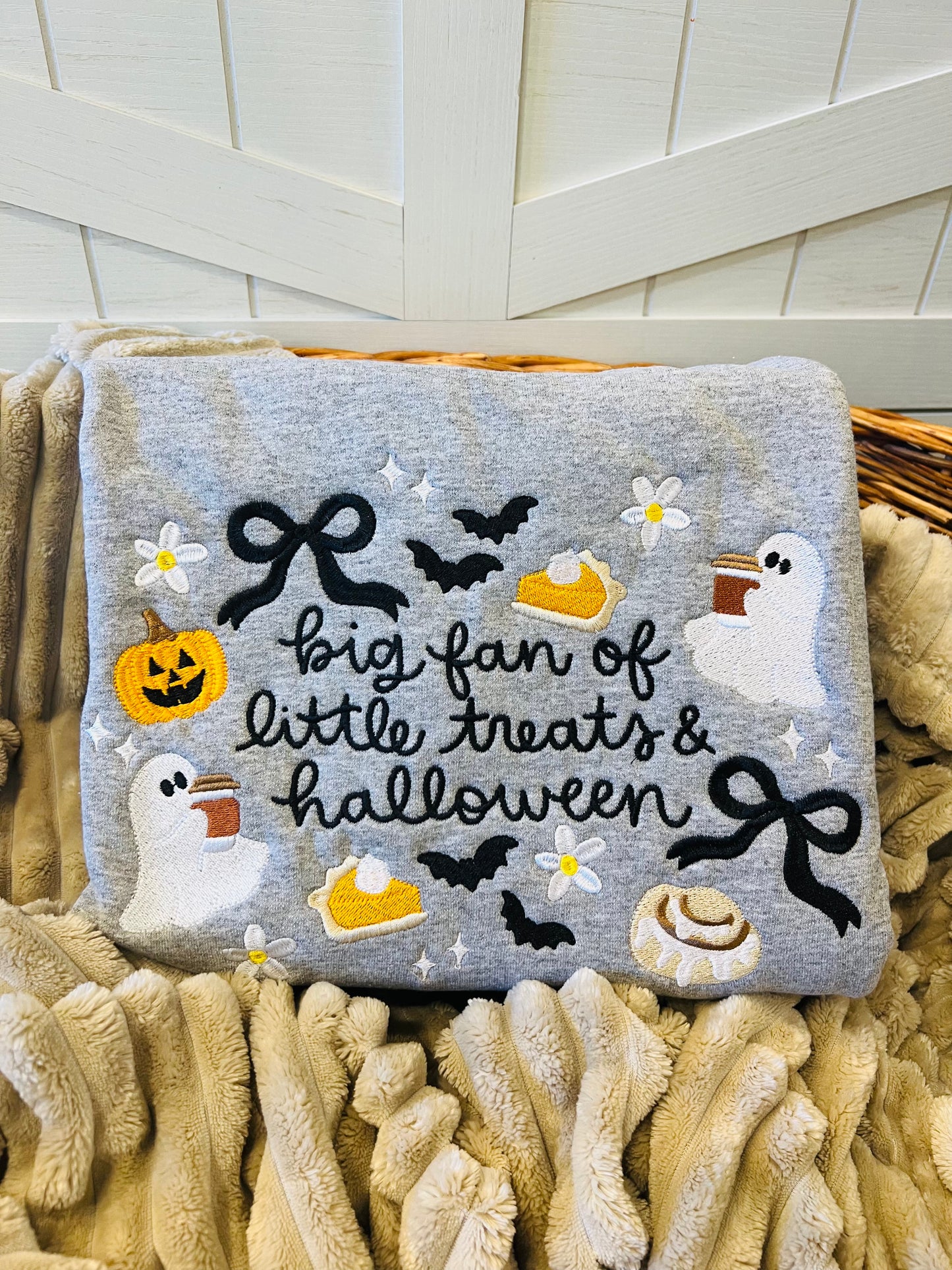 Embroidered Little Treats Halloween Sweatshirt