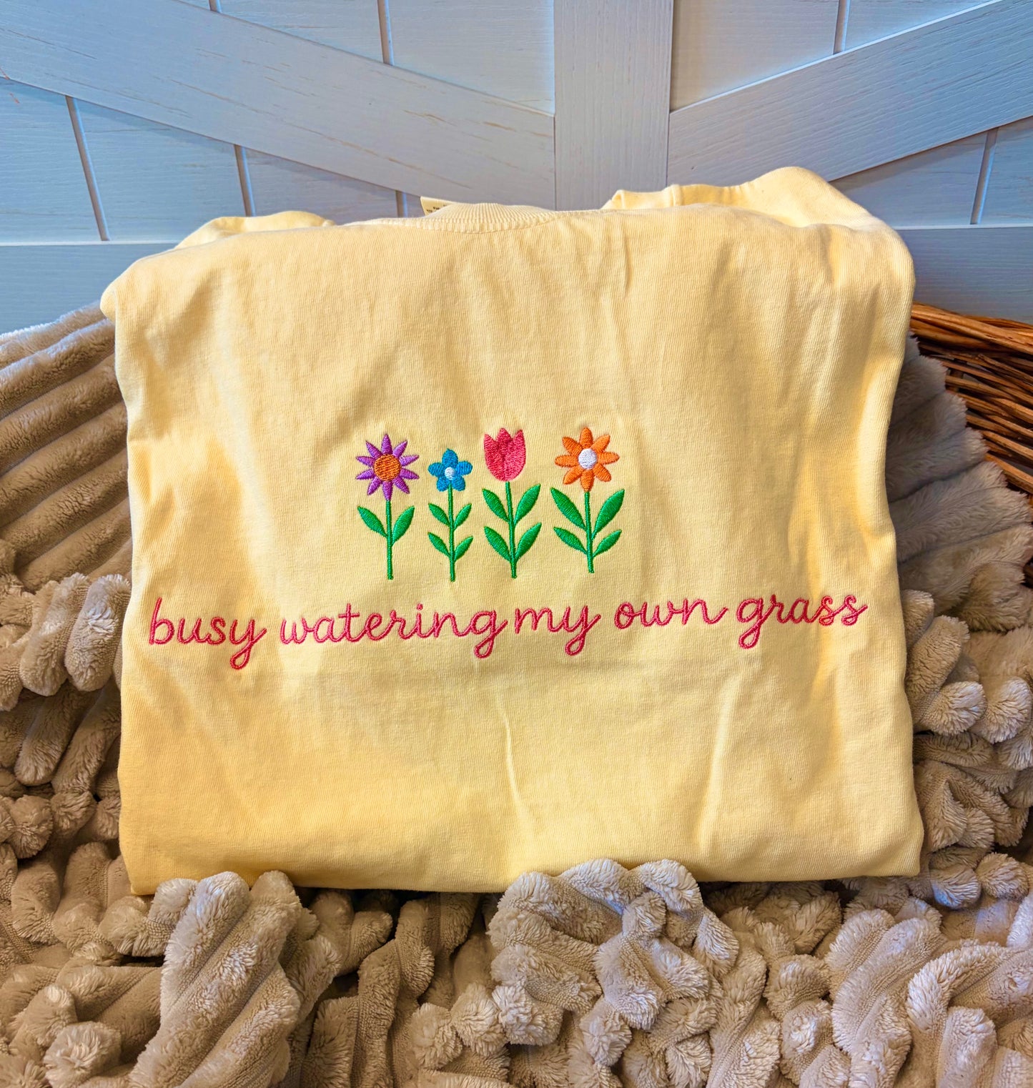 Embroidered Watering My Own Grass Tee